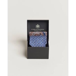Amanda Christensen Box Set Printed Linen 8cm Tie With Pocket Square Na men One size Blå,Flerfarvet
