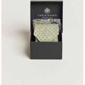 Amanda Christensen Box Set Printed Linen 8cm Tie With Pocket Square Gr men One size Grøn,Flerfarvet