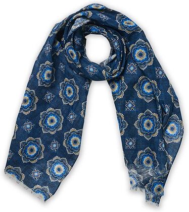 Amanda Christensen Cotton/Linen Printed Medallion Scarf Navy men One size Blå