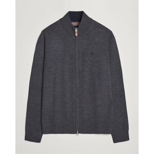 Morris Merino Full Zip Cardigan Dark Grey men M Grå