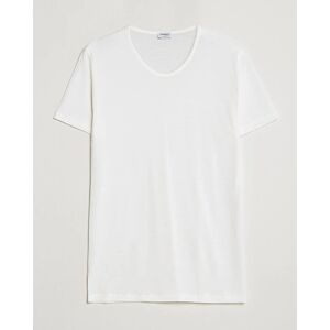 Zimmerli of Switzerland Wool/Silk Crew Neck T-Shirt Ecru men XL Hvid