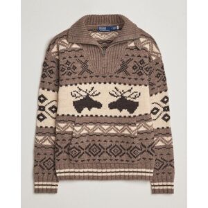 Polo Ralph Lauren Wool Knitted Half-Zip Sweater Medium Brown men L Brun