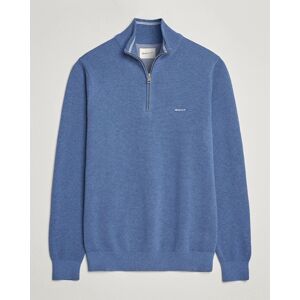 GANT Cotton Pique Half-Zip Sweater Denim Blue Melange men M Blå