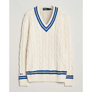 Polo Ralph Lauren Cricket Cotton V-Neck Sweater Cream/Navy Stripe men M Hvid