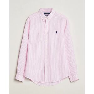 Polo Ralph Lauren Slim Fit Striped Button Down Linen Shirt Pink/White men XXL Pink