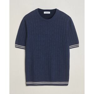 Gran Sasso Linen/Cotton Structured T-Shirt Navy men 48 Blå