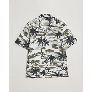Moncler Palm Printed Camp Shirt White/Olive men S Grøn