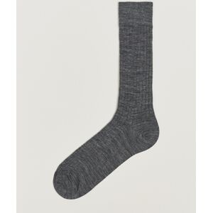 Bresciani Wool/Nylon Ribbed Short Socks Medium Grey men M (41-42) Grå