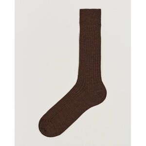 Bresciani Wool/Nylon Ribbed Short Socks Brown Melange men M (41-42) Brun