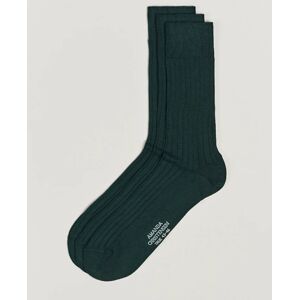 Amanda Christensen 3-Pack True Cotton Ribbed Socks Bottle Green men 39-42 Grøn