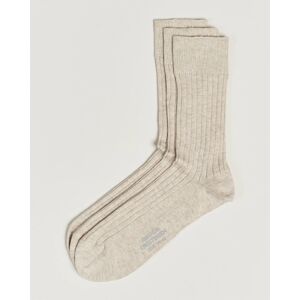 Amanda Christensen 3-Pack True Cotton Ribbed Socks Sand Melange men 43-46 Beige