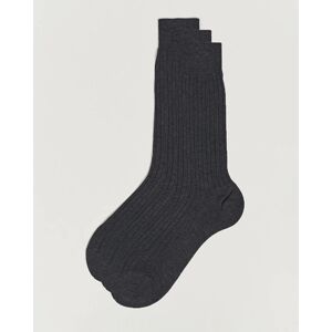 Bresciani 3-pack Cotton Ribbed Short Socks Grey Melange men One size Grå