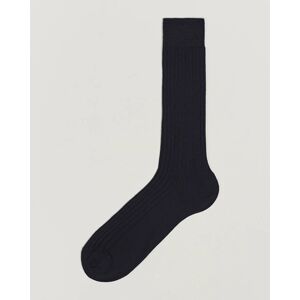 Bresciani Wool/Nylon Ribbed Short Socks Navy men M (41-42) Blå
