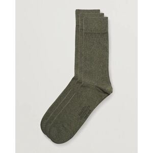 Amanda Christensen 3-Pack True Cotton Socks Olive Melange men 39-42 Grøn