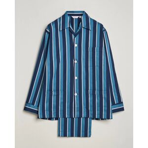Derek Rose Cotton Striped Pyjama Set Teal men M Flerfarvet