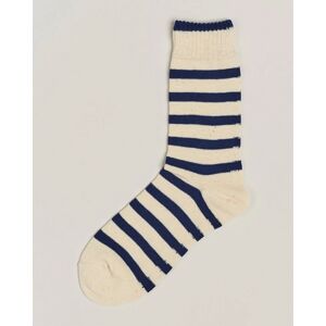 BEAMS PLUS 2 Tone Striped Socks White/Navy men One size Hvid