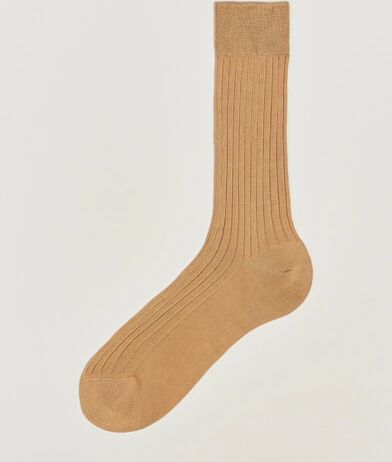 Bresciani Cotton Ribbed Short Socks Light Khaki men L-43/44 Beige