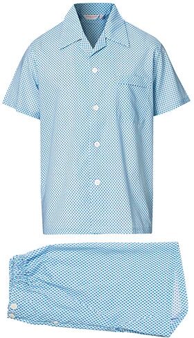 Derek Rose Shortie Printed Cotton Pyjama Set Blue men L Blå