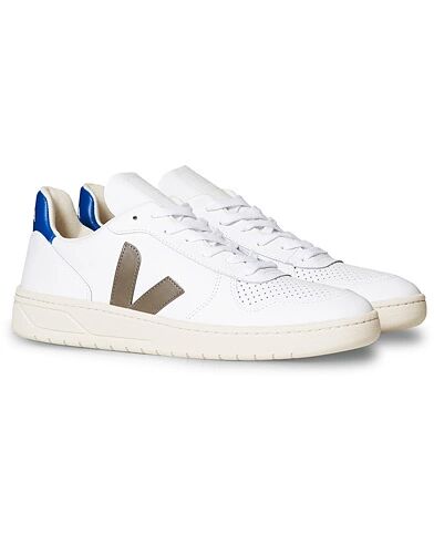 Veja V-10 Leather Sneaker Extra White/Kaki Indigo men 40 Hvid