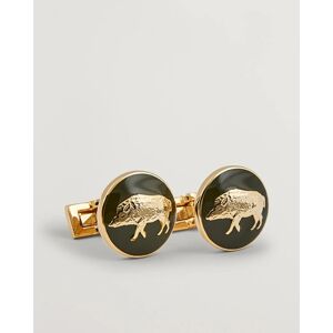 Skultuna Cuff Links Hunter Wild Boar Gold/Green men One size Grøn