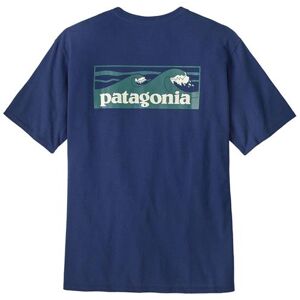 Patagonia Mens Boardshort Logo Pocket Responsibili-Tee, Clement Blue Patagonia Mens Boardshort Logo Pocket Responsibili-Tee, Clement Blue