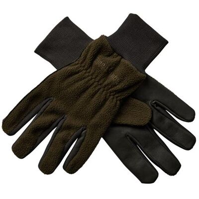Deerhunter Fleece Gloves w. Leather, Art Green M Deerhunter Fleece Gloves w. Leather, Art Green M