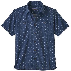 Patagonia Mens Back Step Shirt, River Symbols / Stone Blue XL