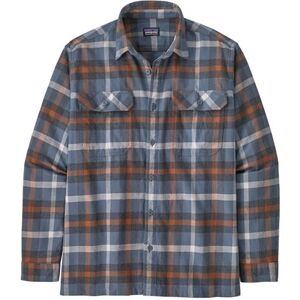 Patagonia Mens L/S Organic Cotton MW Fjord Flannel Shirt, Forage / Plume Grey