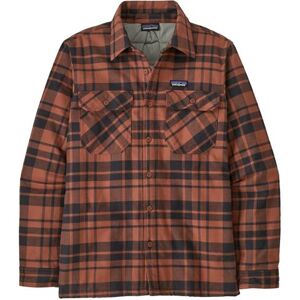 Patagonia Mens Ins. Cotton MW Fjord Flannel Shirt, Ice Caps / Burl Red M