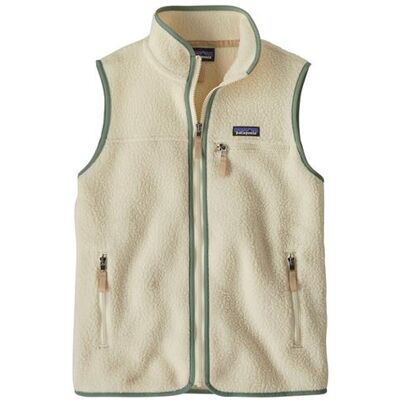 Patagonia Womens Retro Pile Vest, Natural / Ellwood Green Patagonia Womens Retro Pile Vest, Natural / Ellwood Green