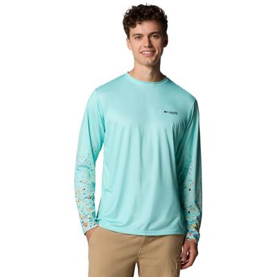 Columbia Sportswear Columbia Mens Terminal Tackle PFG X Bentley LS, Gulf Stream / Red XXL Columbia Sportswear Columbia Mens Terminal Tackle PFG X Bentley LS, Gulf Stream / Red XXL