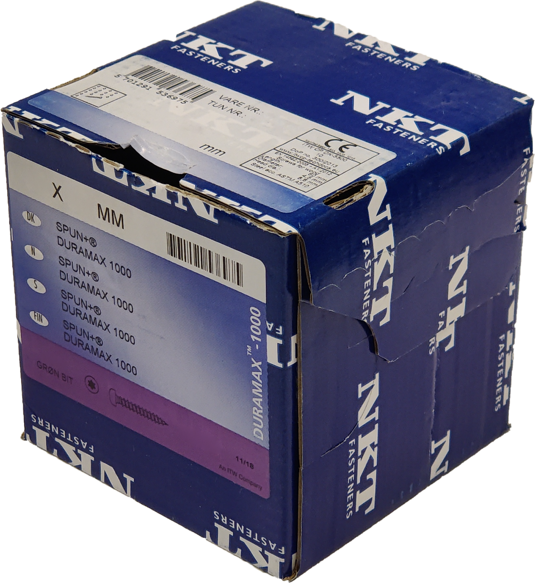 Spånskrue 4,5x40 NKT Spun+ Duramax1000 TX20 200stk. Spånskrue 4,5x40 NKT Spun+ Duramax1000 TX20 200stk.