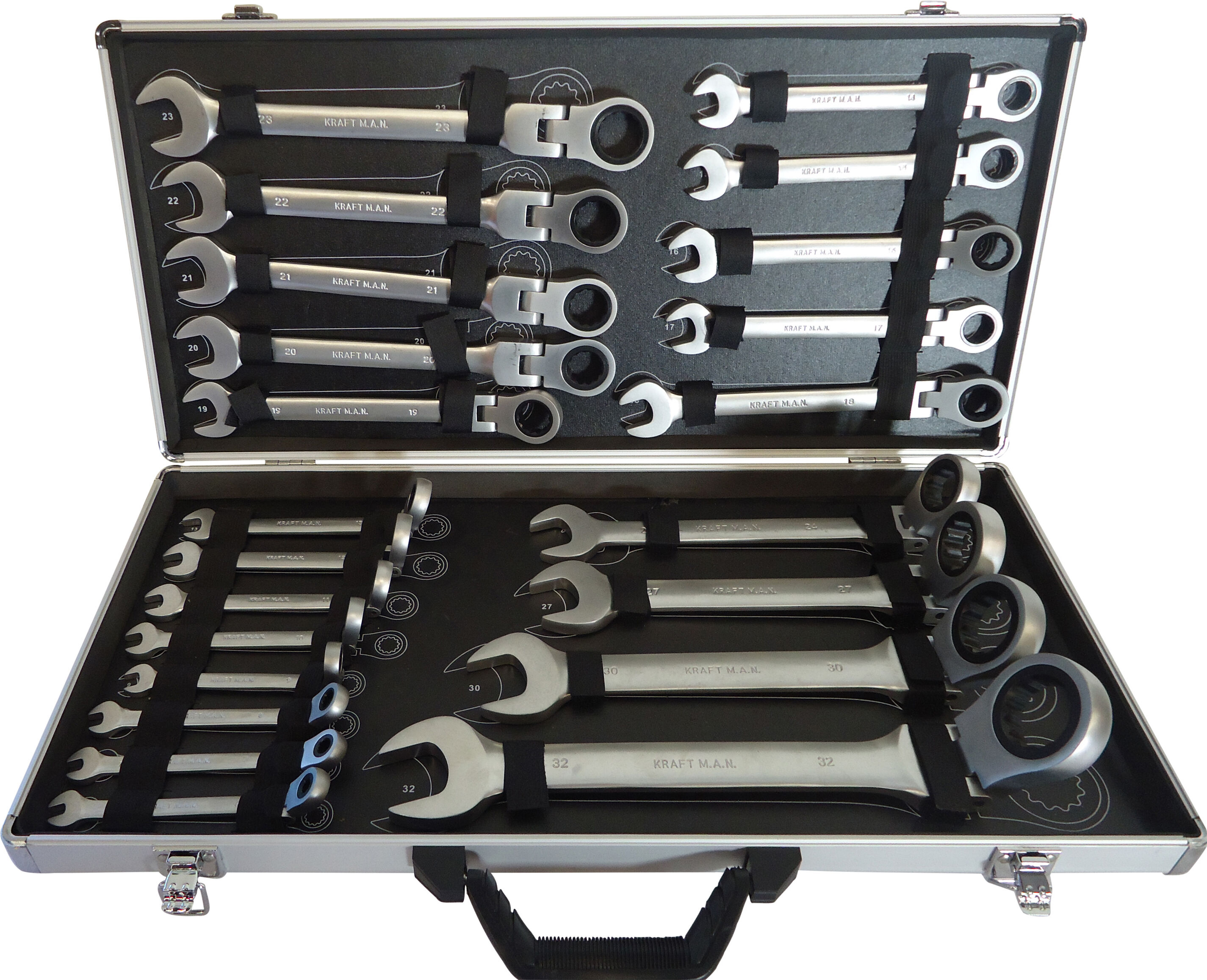 Ringskraldenøglesæt 6-32mm  22dele med led Ringskraldenøglesæt 6-32mm  22dele med led