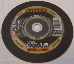 Skæreskive Ø230x1,9 XT38 Rhodius TYSK KVALITETS SKIVE Skæreskive Ø230x1,9 XT38 Rhodius TYSK KVALITETS SKIVE