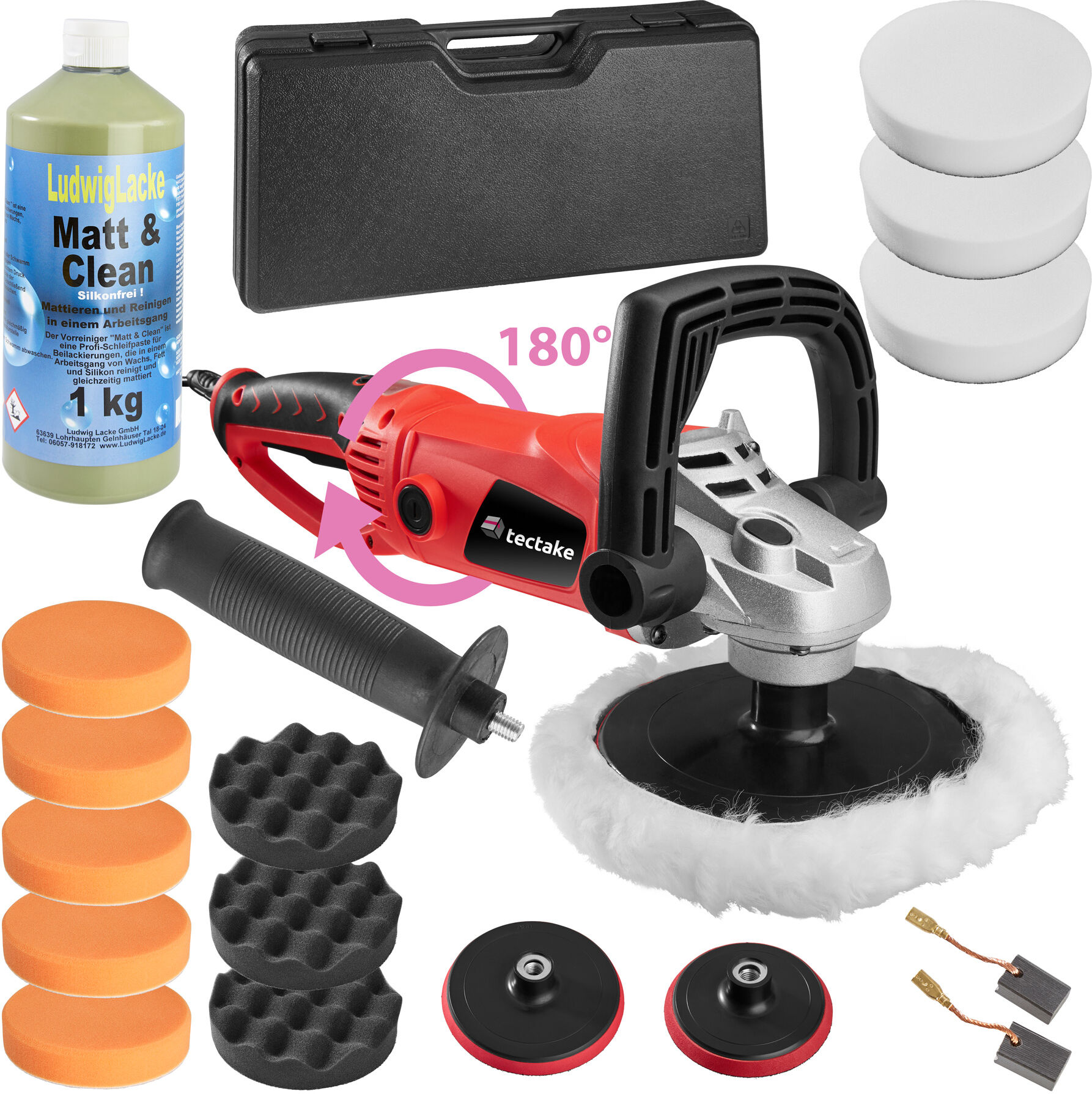 tectake Polermaskine 1600Watt - 18 dele inkl. slibepasta tectake Polermaskine 1600Watt - 18 dele inkl. slibepasta