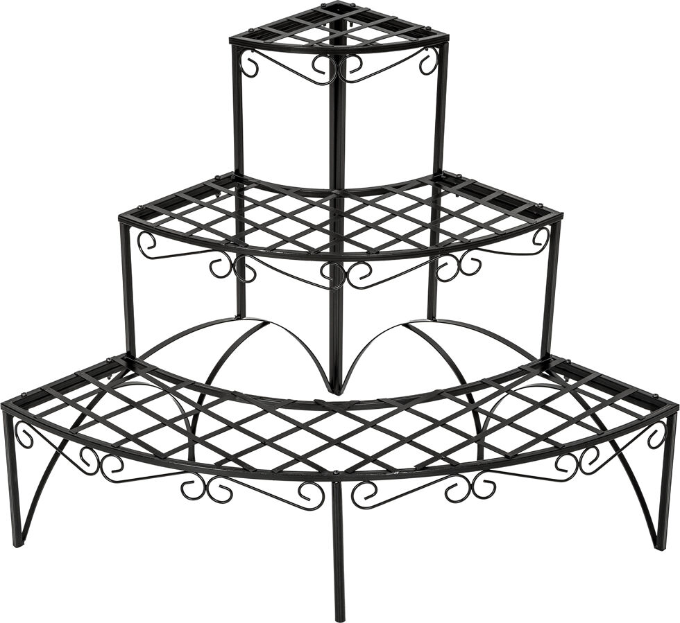 tectake Plantetrappe rund med 3 trin ca. 60x60x60cm - sort tectake Plantetrappe rund med 3 trin ca. 60x60x60cm - sort