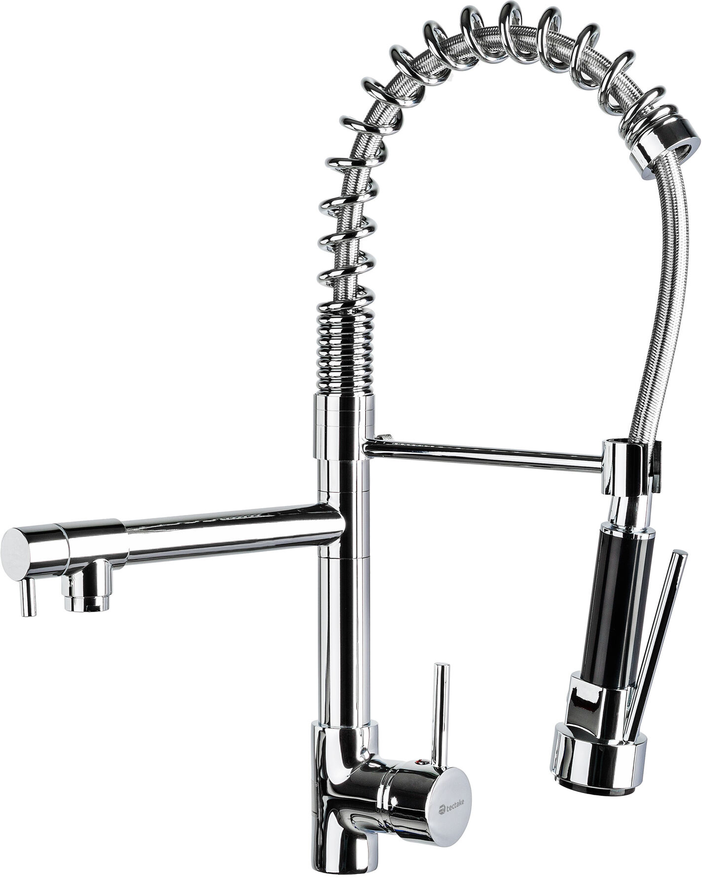 tectake Køkkenarmatur med 2 vandhaner - grå tectake Køkkenarmatur med 2 vandhaner - grå