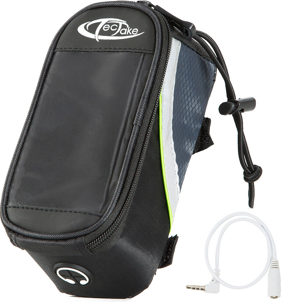 tectake Cykeltaske til smartphone - sort/grå/grøn, 18 x 8,5 x 8,5 cm tectake Cykeltaske til smartphone - sort/grå/grøn, 18 x 8,5 x 8,5 cm