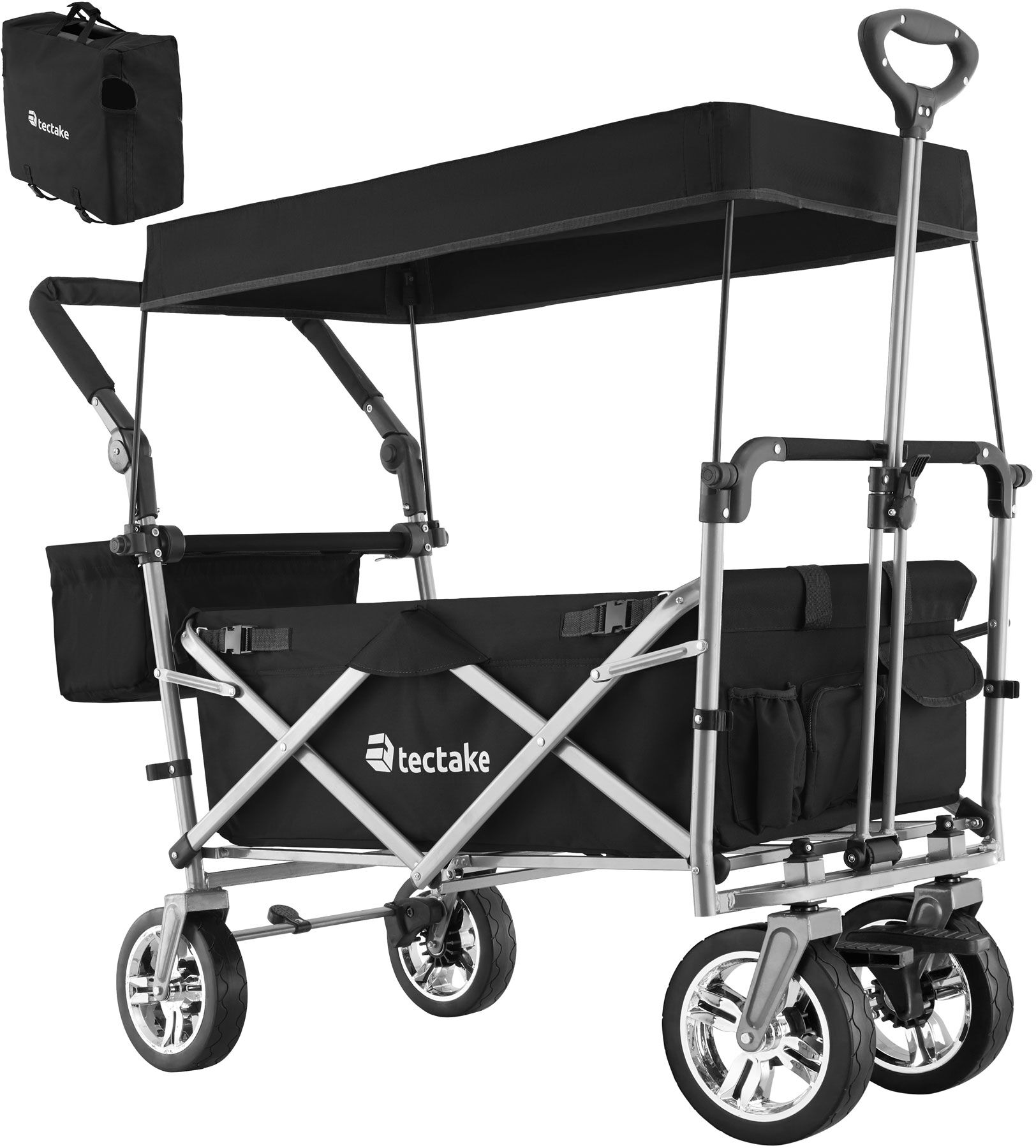 tectake Foldelig trækvogn Nico - sort tectake Foldelig trækvogn Nico - sort