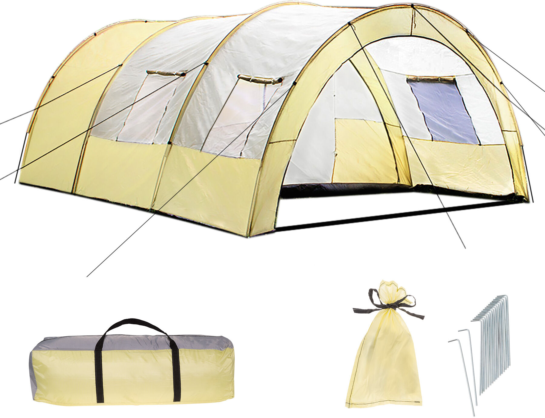 tectake Familietelt 6 personer - beige/grå tectake Familietelt 6 personer - beige/grå