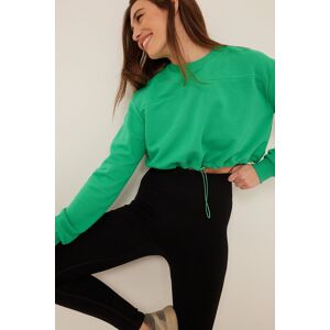 NA-KD Kort sweatshirt med løbebåndsdetalje - Green