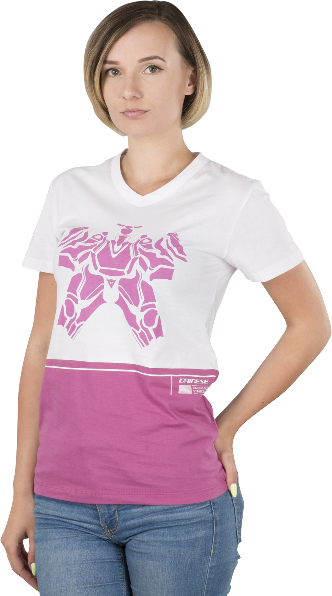 Dainese T-shirt Dainese Laguna Seca Dame, Hvid/Pink