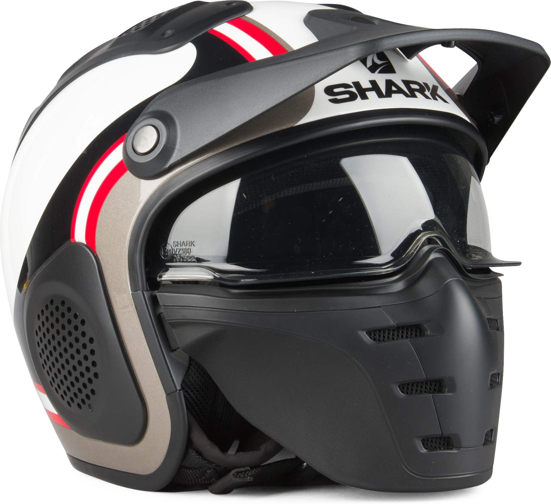 Shark Pilothjelm Shark X-Drak Hister, Hvid/Sort/Metal Shark Pilothjelm Shark X-Drak Hister, Hvid/Sort/Metal