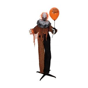 Europalms Halloween Figure Clown with Balloon, animated, 166cm TILBUD NU
