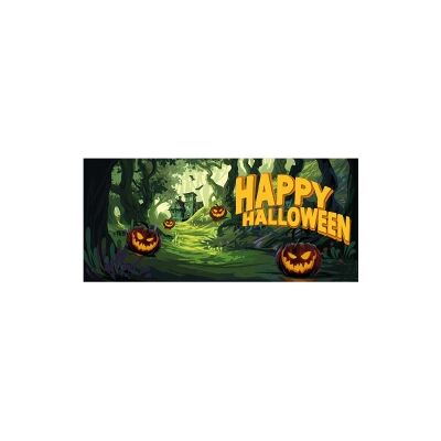 Halloween Dekoration Banner med Uhyggelig Spøgelsesskov, 400x180cm, kæmpe stor, Halloween Dekoration Banner med Uhyggelig Spøgelsesskov, 400x180cm, kæmpe stor,