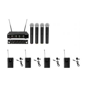 Omnitronic Set UHF-E4 Wireless Mic System + 4x BP + 4x Lavalier Microphone 823.6