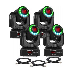 Moving Head pakke med 4 stk. BeamZ Panther 35 Led Spot Moving Head Med Led Ring