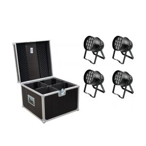 EuroLite Set 4x LED PAR-64 HCL 12x10W bk + Case TILBUD NU tilfælde sæt