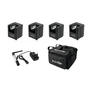 EuroLite Set 4x AKKU UP-1 + SB-4 Soft Bag + QuickDMX Wireless tran trådløs taske