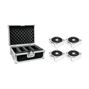 EuroLite Set 4x AKKU IP Flat Light 1 chrome + Case TILBUD NU